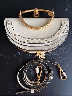 Chloé Cream Leather Nile Bracelet Bag with Gold Hardware